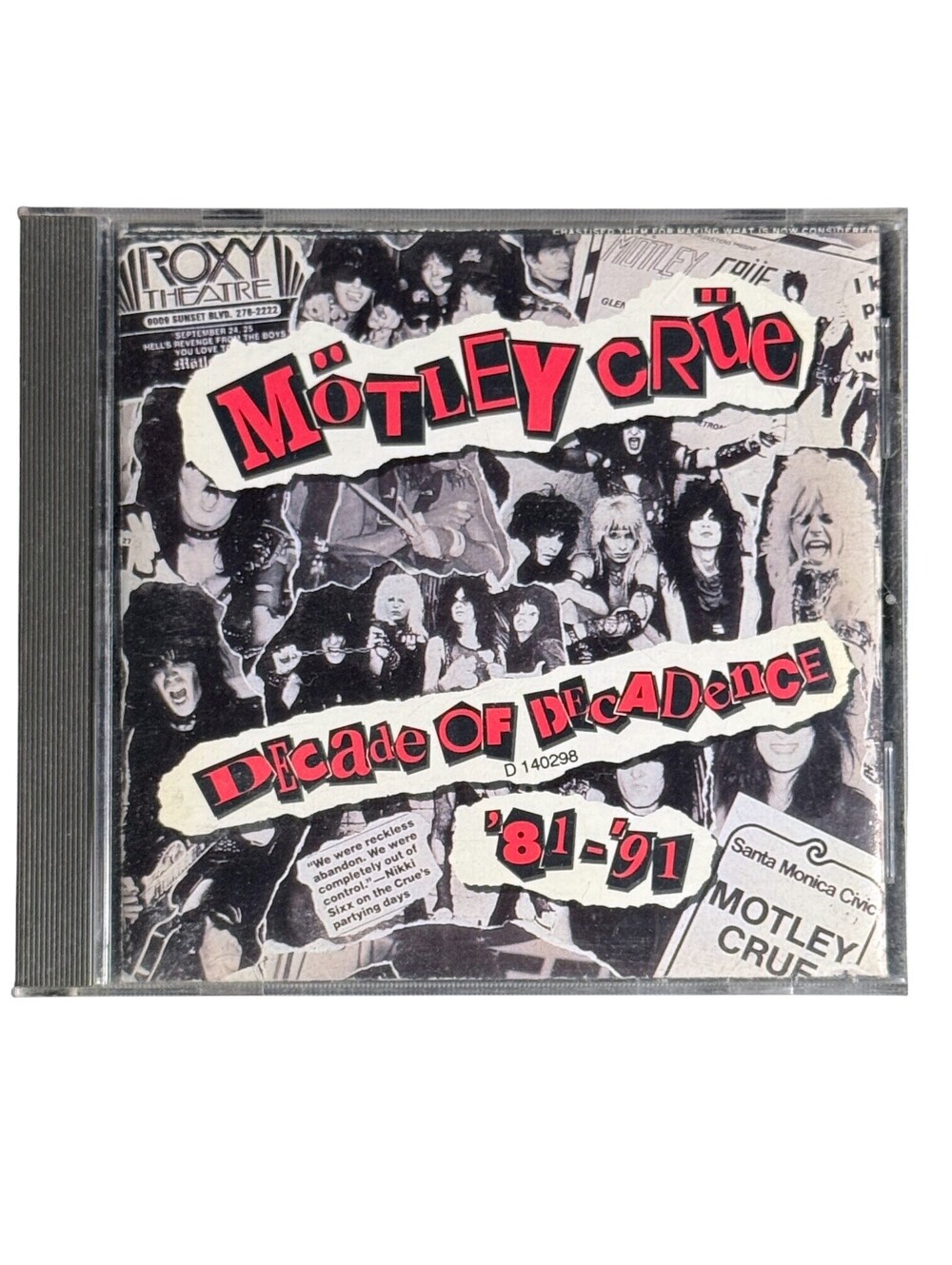 Mötley Crüe Decade of Decadence '81-'91 CD 1991 Columbia House D140298